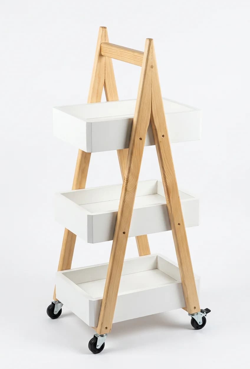 Étagère échelle salle de bain à roulettes - vue principale