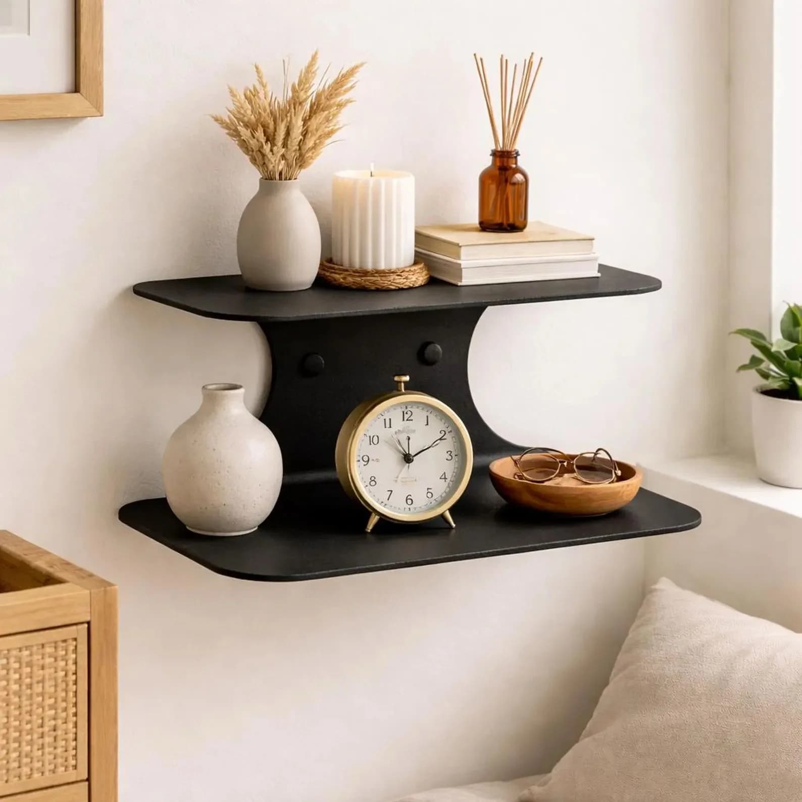 Table de chevet murale flottante bleue cobalt - vue secondaire